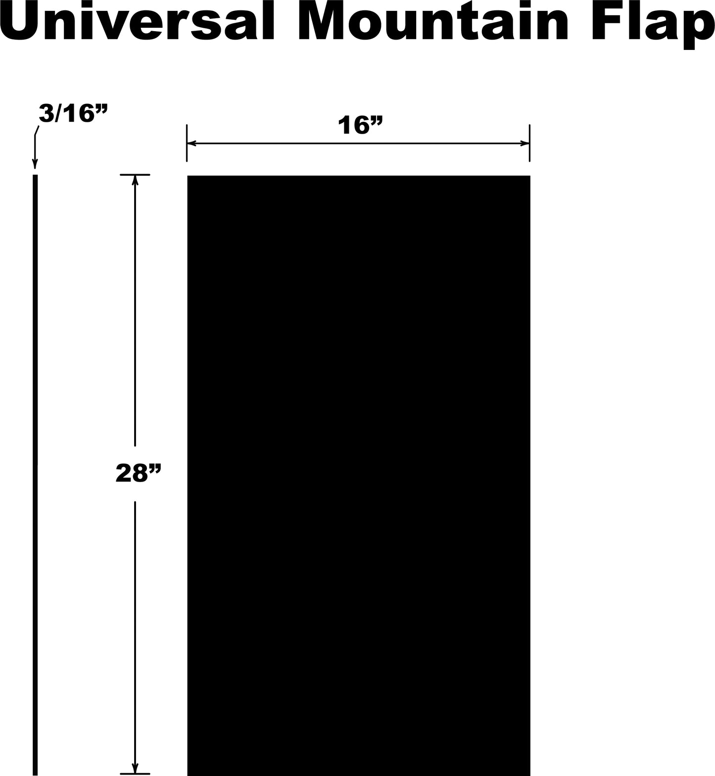 PDP Mountain Snowflap Universal Black - Durable Snow and Mud Flaps for trucks and SUVs