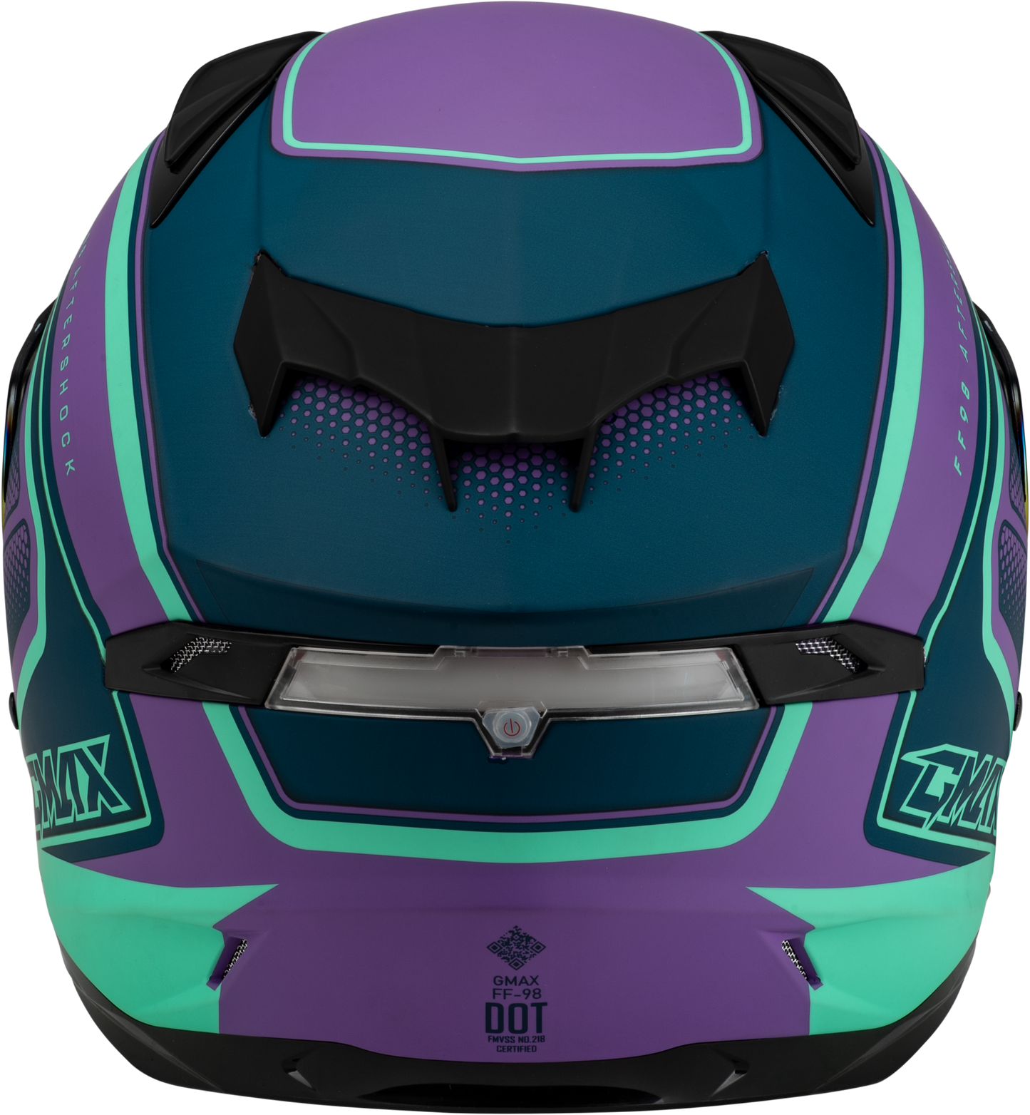 GMAX FF-98 Aftershock Full-Face Helmet with Quick-Release Shield and LED Rear Light - Small, Purple/Blue Matte