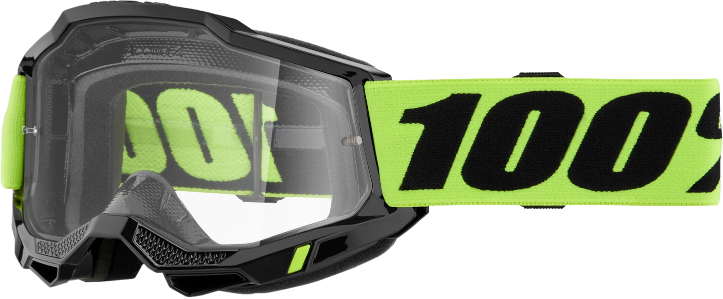 100-Percent Accuri 2 Jr. Goggle Neon Yellow with Clear Lens - Offroad Youth Eyewear