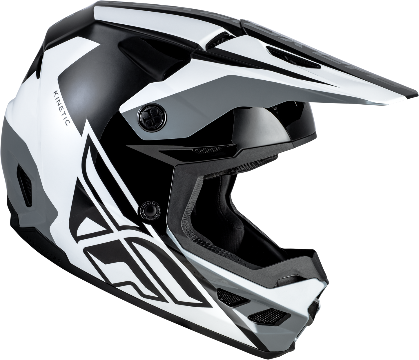 FLY Racing Kinetic Crest Helmet Small Black/White/Grey - Off-Road Motorcycle Helmet with Advanced Ventilation and Safety Features