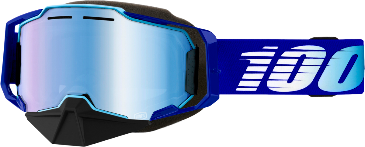 100-Percent Armega Snowmobile Goggle with Blue Mirror Lens - Blue Frame