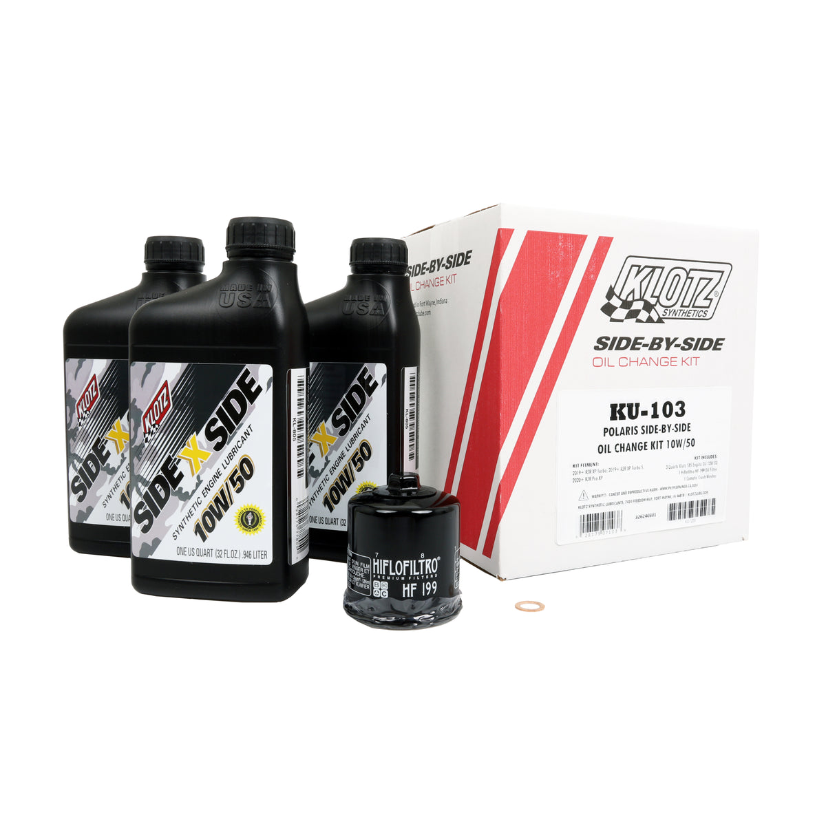 Klotz Sidexside Oil Change Kit 10W50 with Oil Filter for Polaris RZR Models