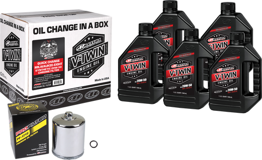 Maxima V Twin Synthetic Oil Change Kit M8 Chrome Filter for Harley-Davidson®