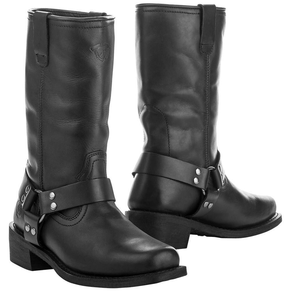 Highway 21 Spark Boots Size 8 – Durable Black Full-Grain Leather Motorcycle Footwear