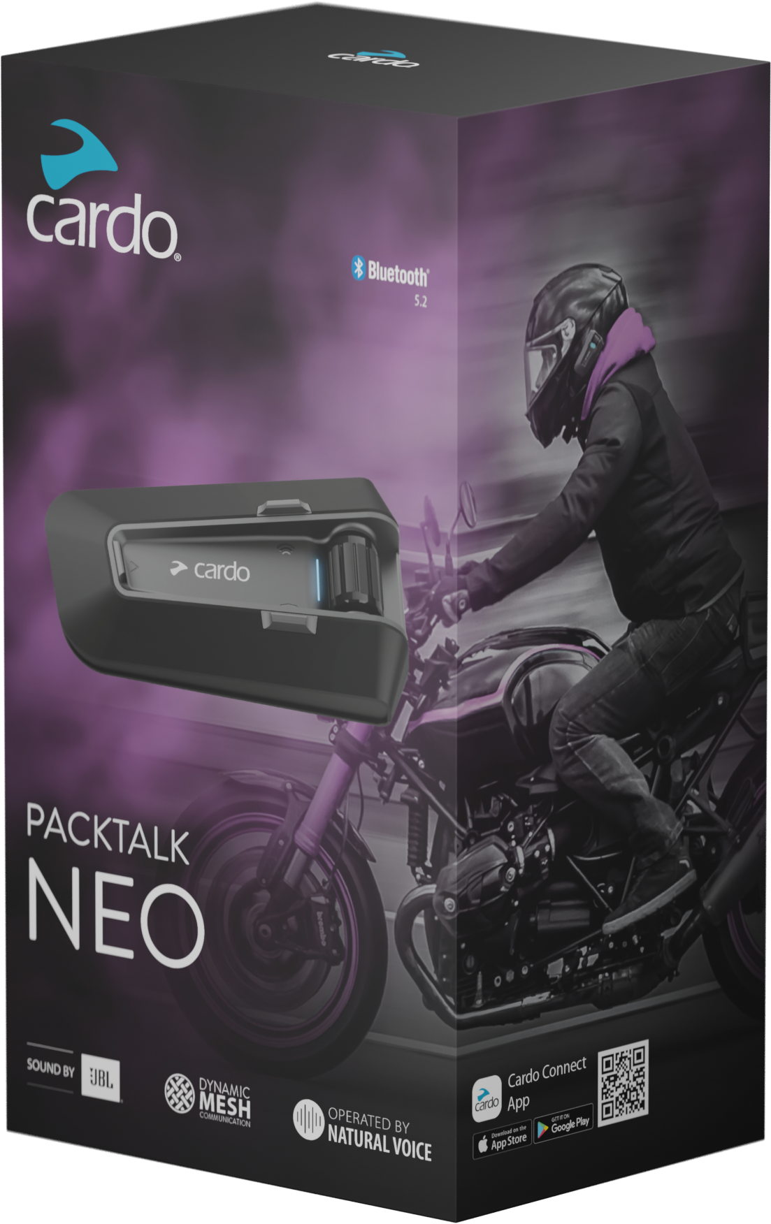 CARDO Packtalk Neo Single Bluetooth 5.2 Communicator with JBL Sound and Waterproof Design