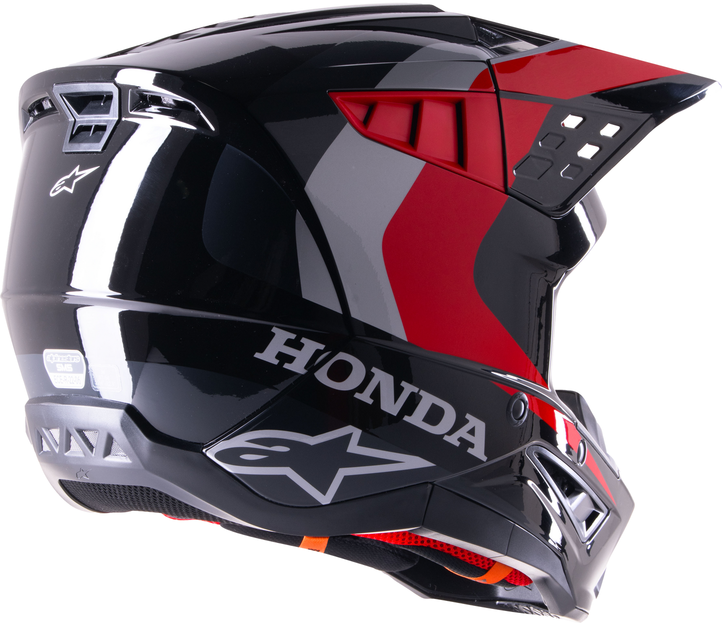 Alpinestars Honda S M5 Off-Road Helmet - Medium, Black/Red Glossy