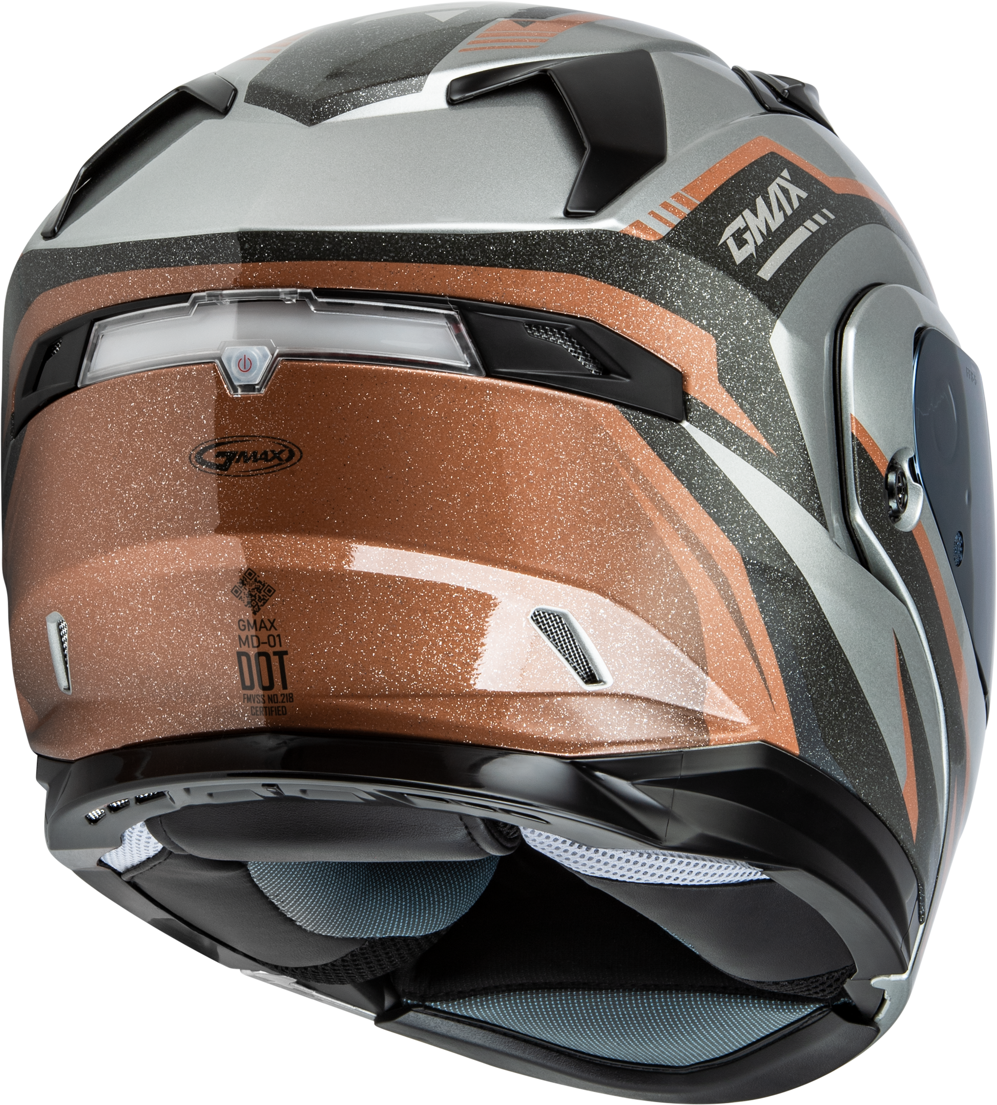 GMAX MD-01 Volta Modular Helmet – Large, Grey/Black/Copper Metallic, Street Use