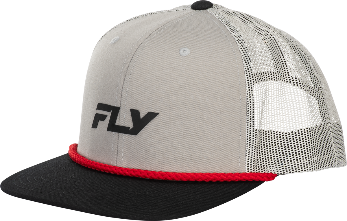 Fly Racing Fly Trucker Hat Grey - Adjustable Snapback Cap with Curved Bill