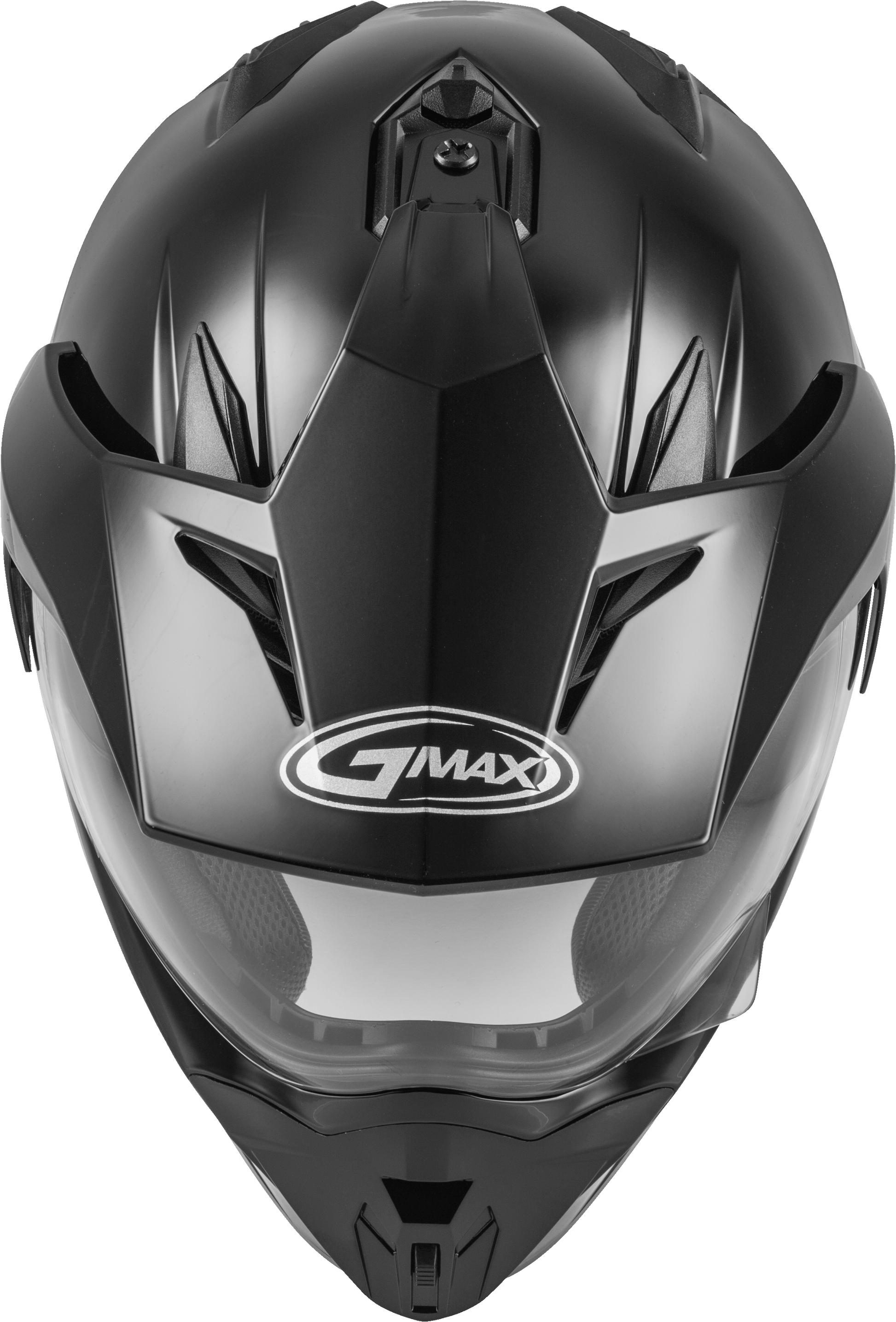 GMAX GM-11 Dual Sport Helmet - Black, Medium Size, Full-Face Street Helmet with Sun-Blocking Peak and Intercom Compatibility
