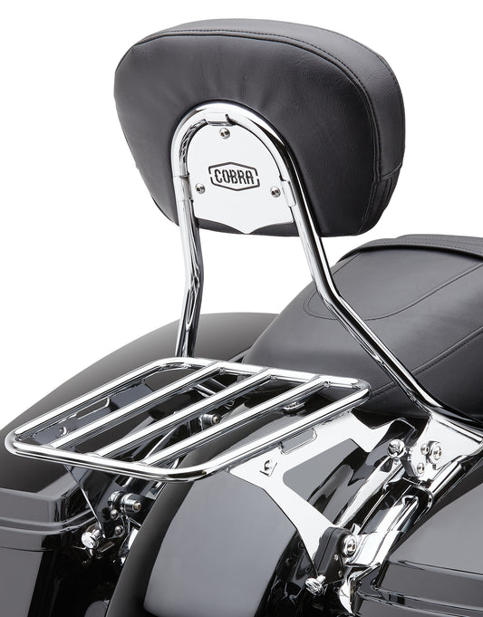 COBRA Detachable Backrest for Touring Models - Short Chrome Flh/Flt 97-08 with Vinyl Pad