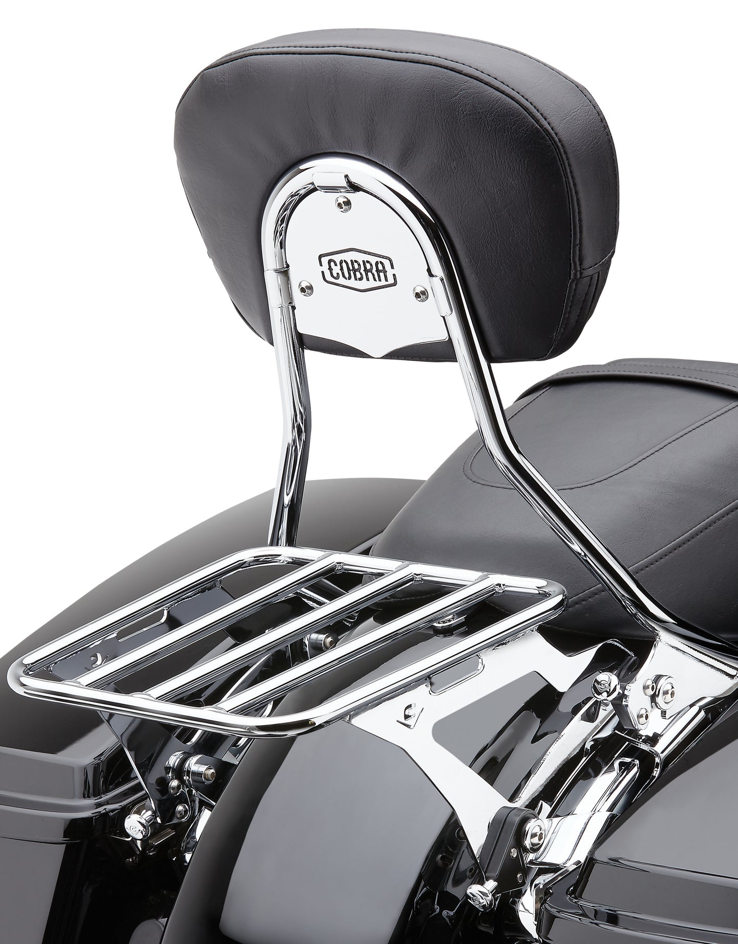 COBRA Detachable Tall Chrome Backrest for FLH/Flt 2009-2025 with Sissy Bar and Mounting Hardware
