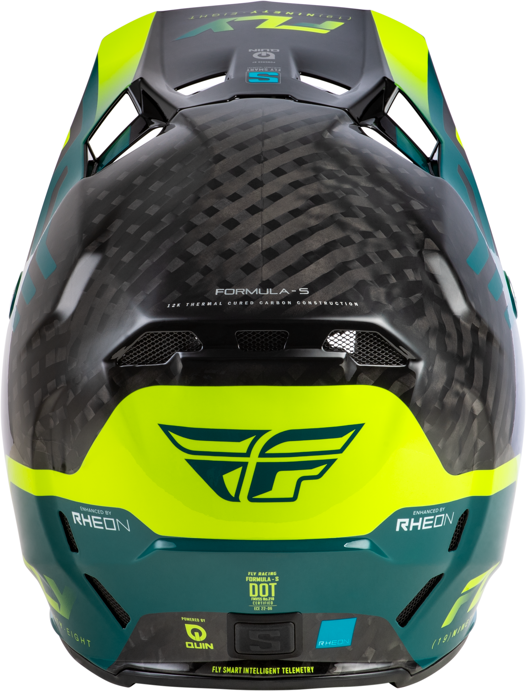 Fly Racing Formula S Carbon Byte Helmet 2X-Large Black Carbon/Teal/Lime for Offroad Riding