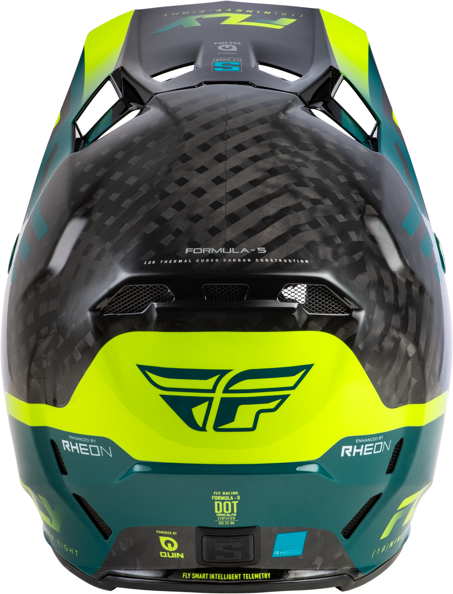 Fly Racing Formula S Carbon Byte Helmet X-Small Black Carbon/Teal/Lime – Offroad Motorcycle Helmet with Advanced Safety Features