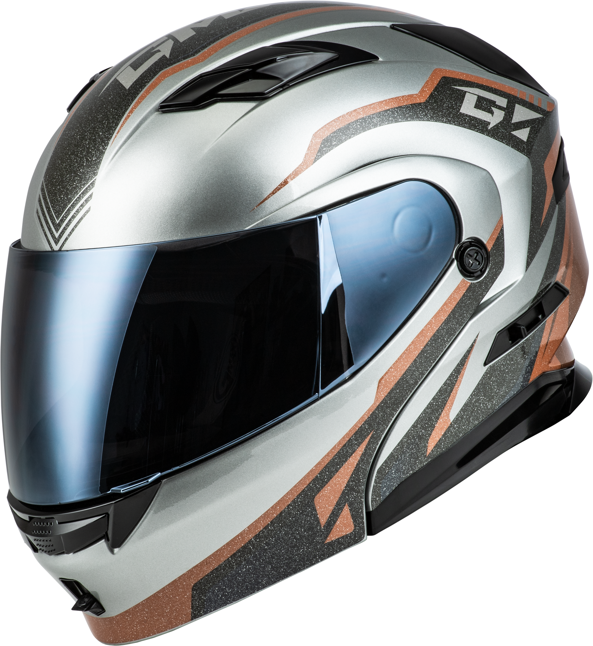 GMAX MD-01 Volta Modular Helmet - X-Small, Grey/Black/Copper Metallic for Street Riding