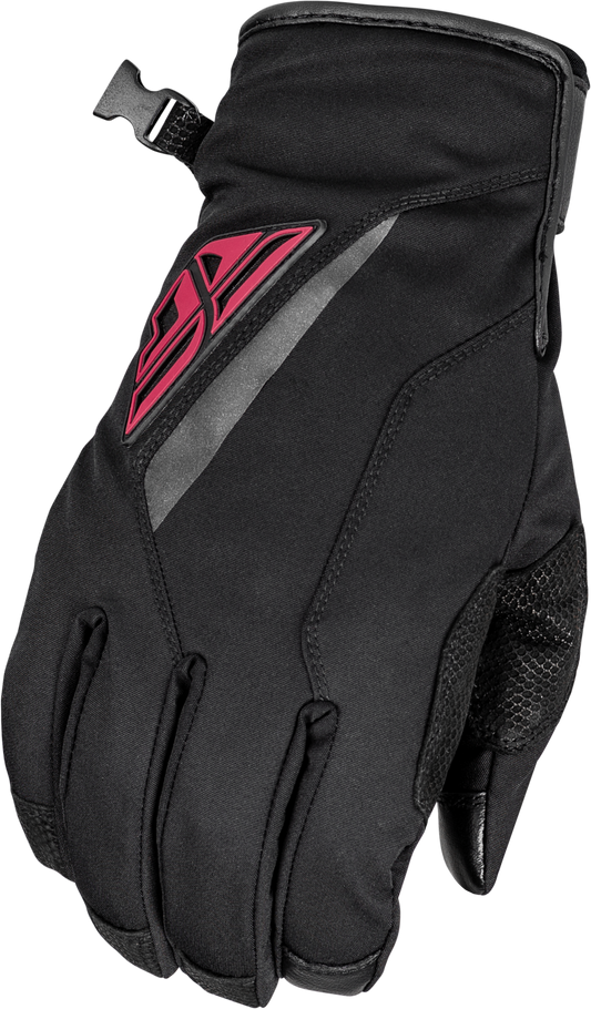Fly Racing Long Gloves Black/Pink Medium - Weatherproof Cold Weather Snow Gloves with Touch Screen Compatibility
