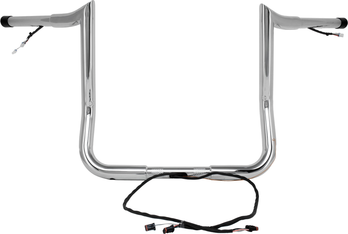 Baggernation 14" Monkey Bagger Handlebar Kit with Prewired Chrome for Harley Davidson V-Twin Models