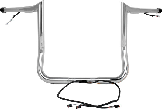 Baggernation 14" Monkey Bagger Handlebar Kit with Prewired Chrome for Harley Davidson V-Twin Models