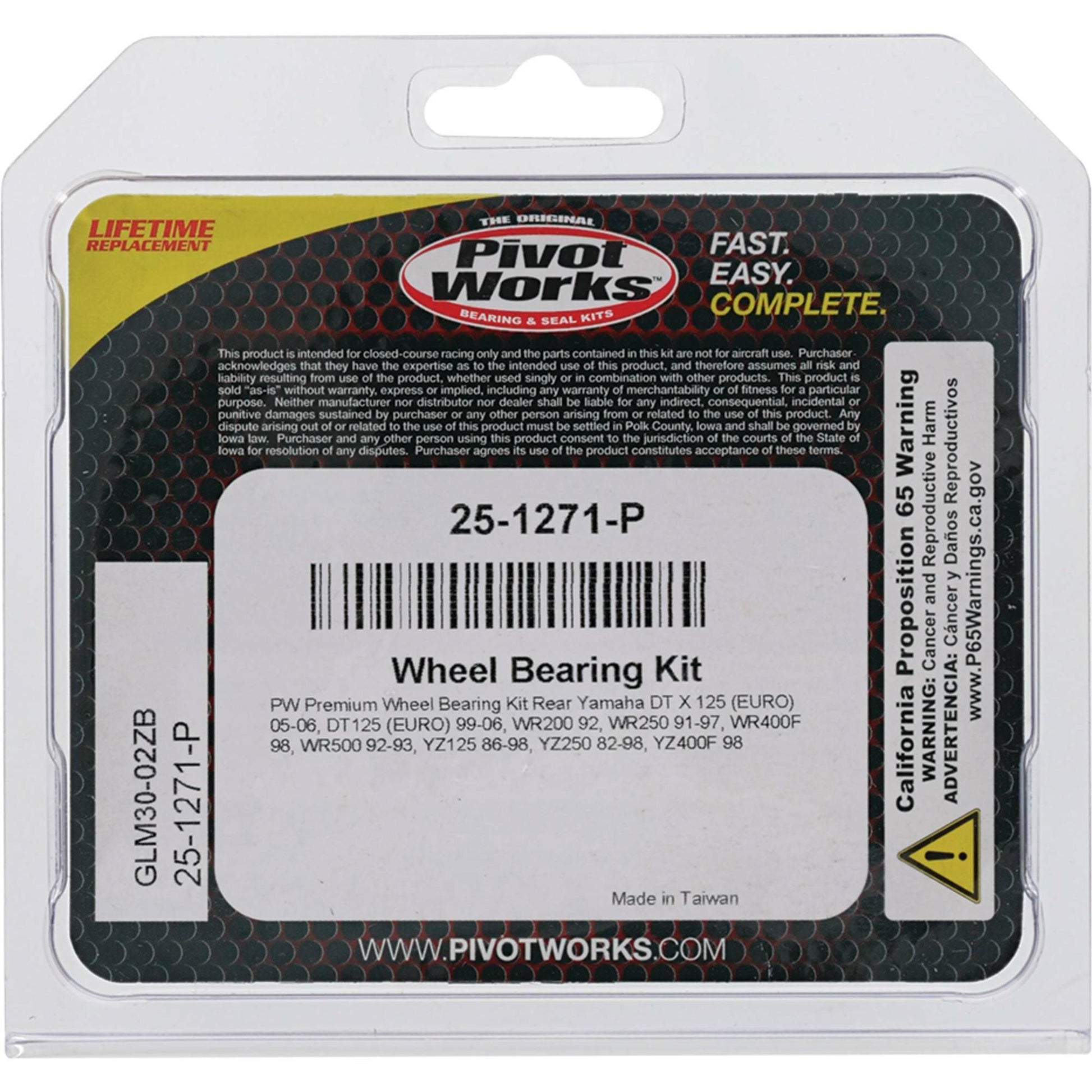 Pivot Works Wheel Bearing Kit Premium for Yamaha WR Series Offroad Vehicles - Part Number 25-1271-P