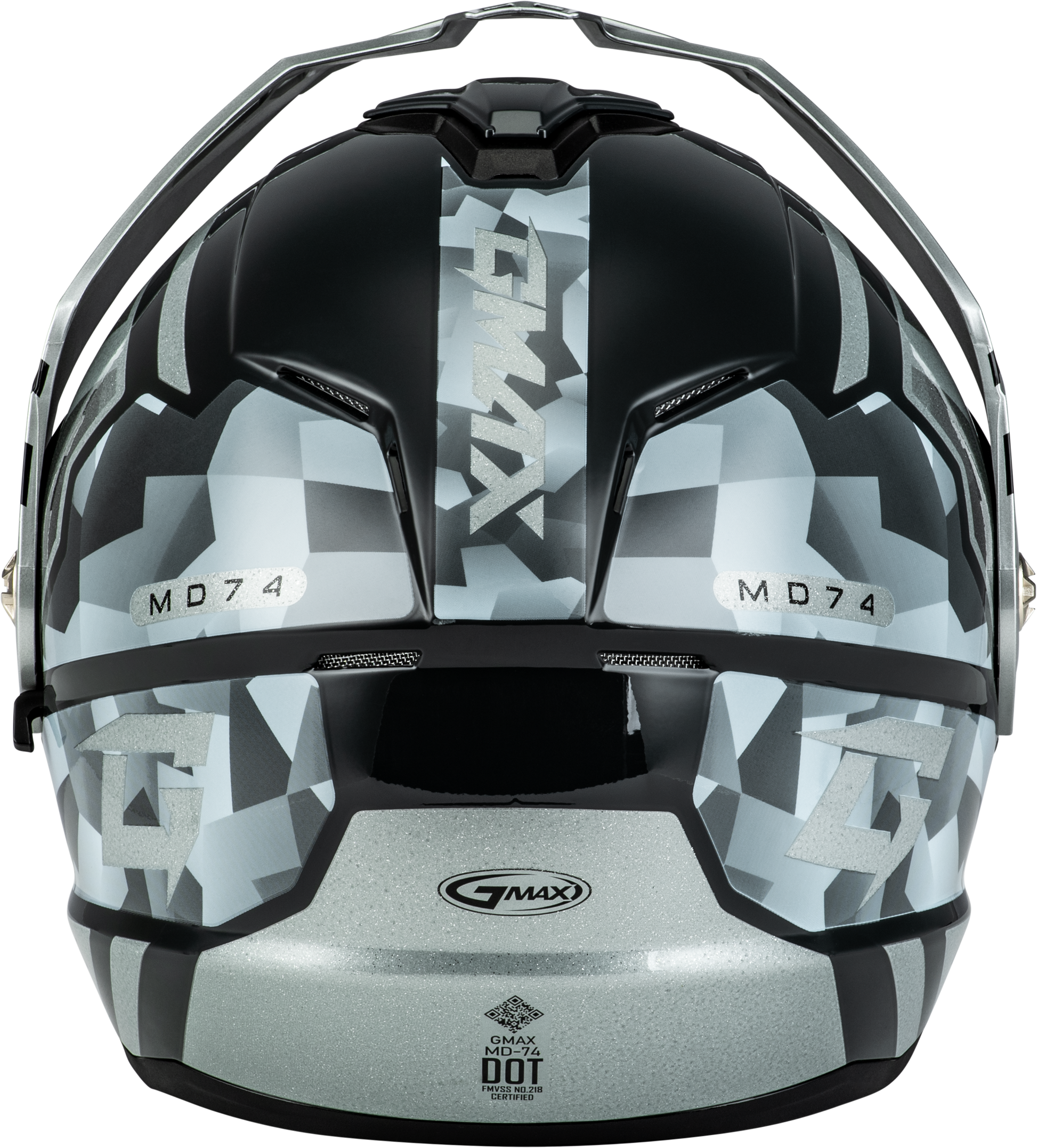 GMAX MD-74 Striker Modular Helmet with Mirror Silver Lens and Silver/Blue Metallic Finish