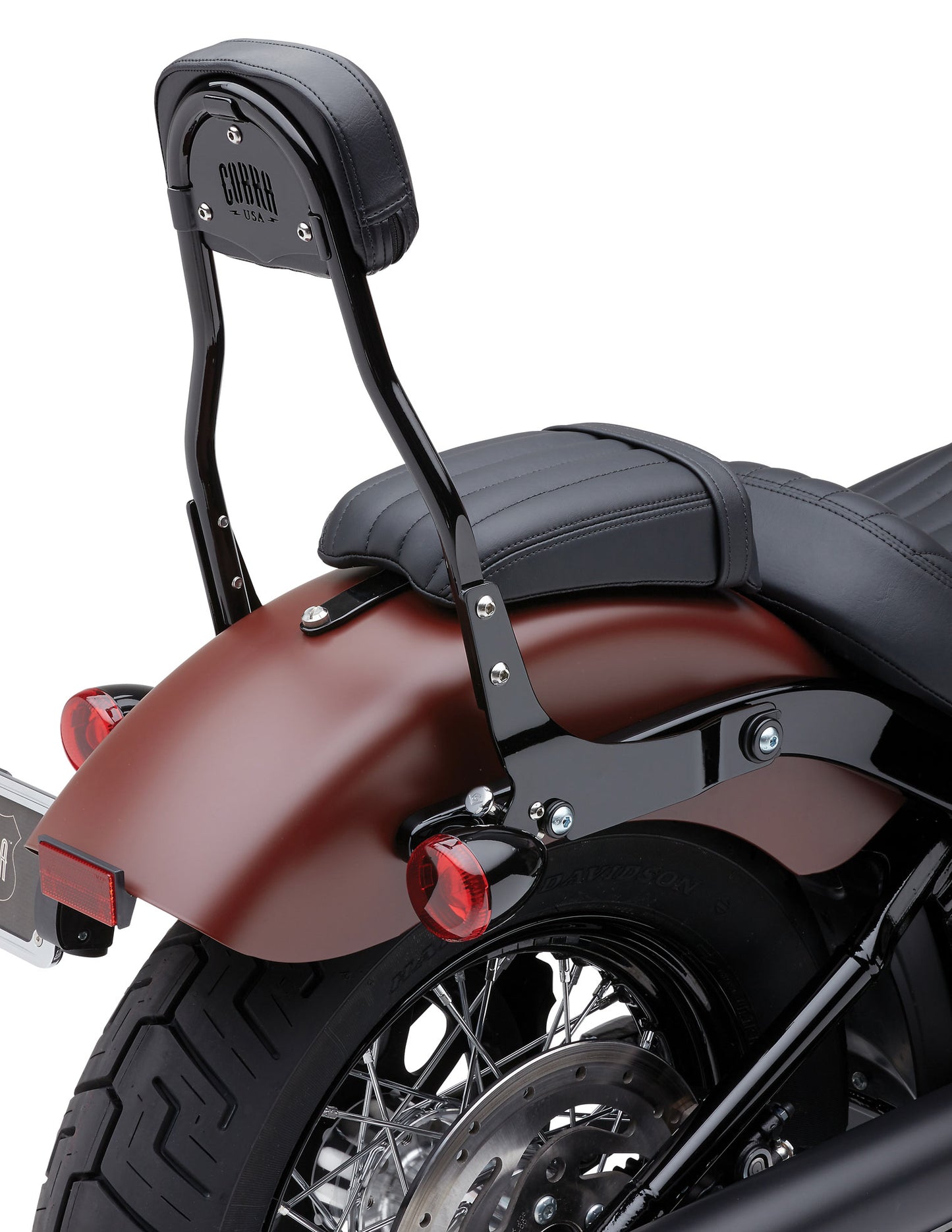 Cobra Detachable Backrest for Touring Models - Round Black Sissy Bar with Vinyl Pad, Part #602-2006B