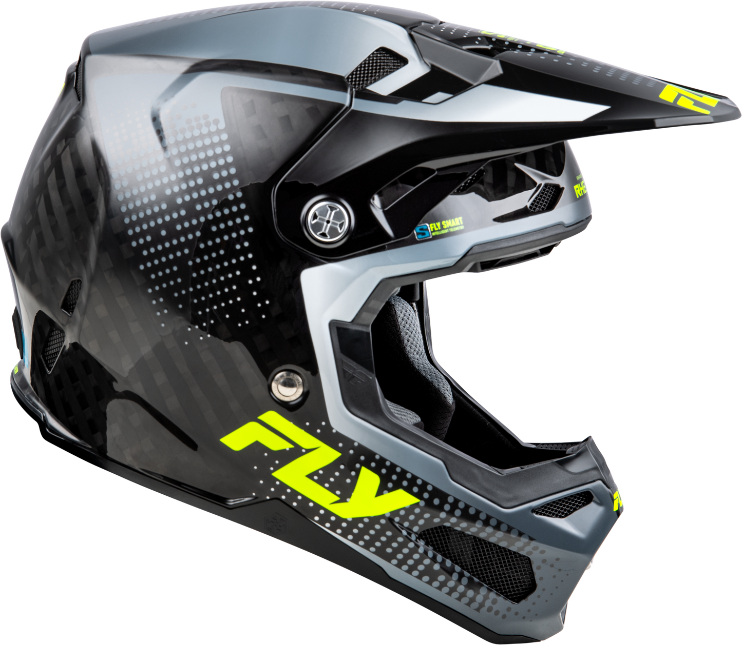 Fly Racing Formula S Carbon Protocol Helmet X-Small Black Carbon/Grey/Hi-Vis