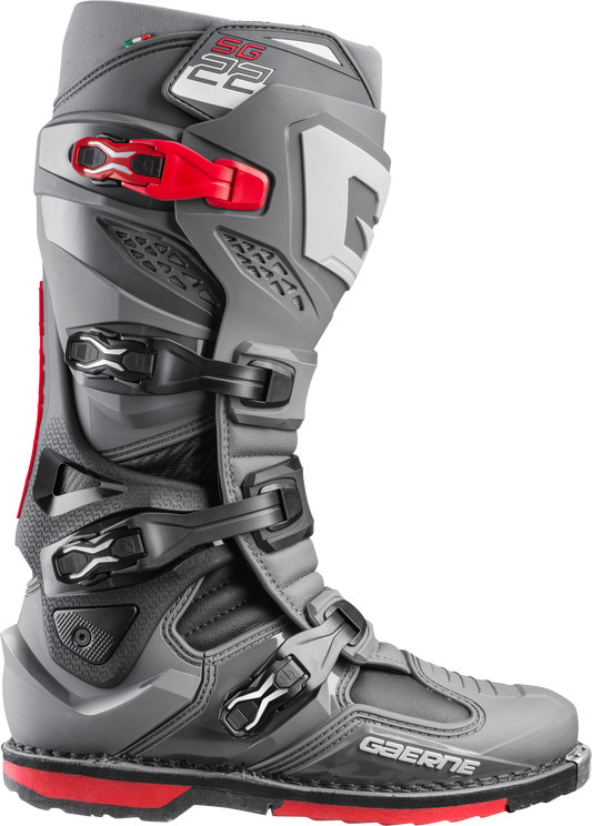 Gaerne SG.22 Offroad Boots for Men - Anthracite, Black & Red, US Size 9