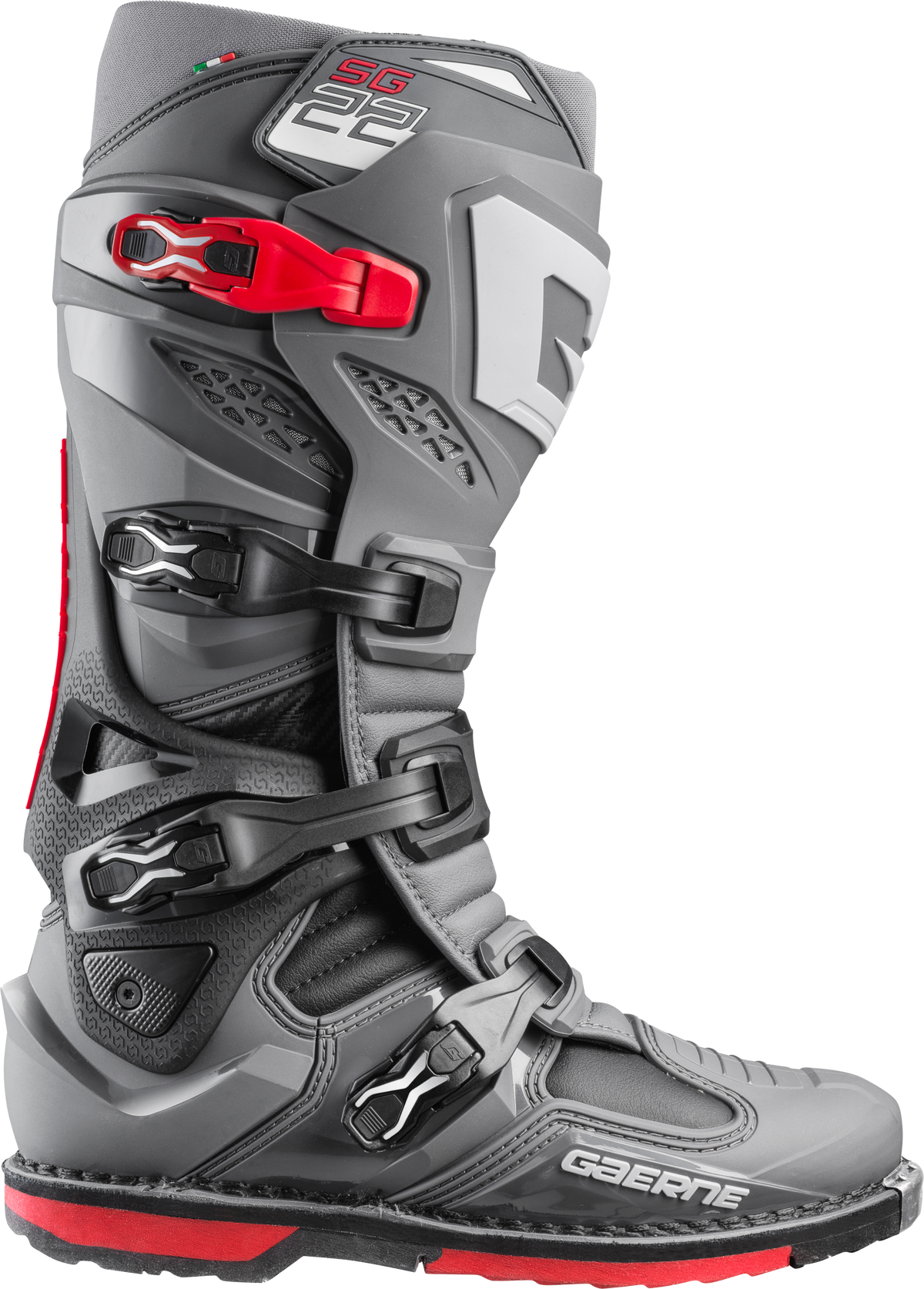 Gaerne SG.22 Men's Offroad Boots - Anthracite, Black & Red, Size US 13