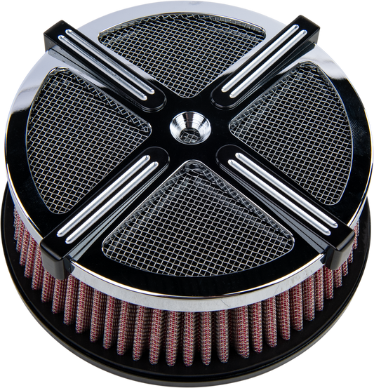 HardDrive X Force Air Cleaner Kit for V-Twin Engines - Chrome with Black Accents