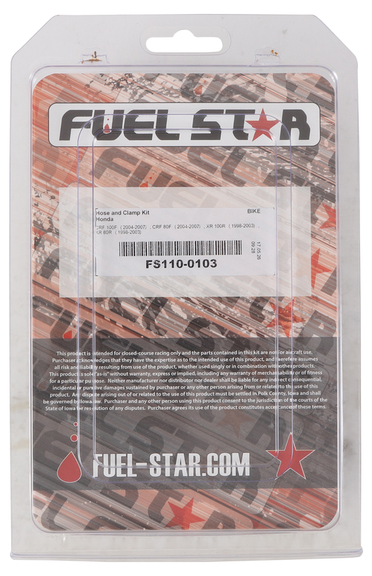 ALL BALLS Fuel Line Hose & Clamp Kit for Honda CRF and XR100R Models