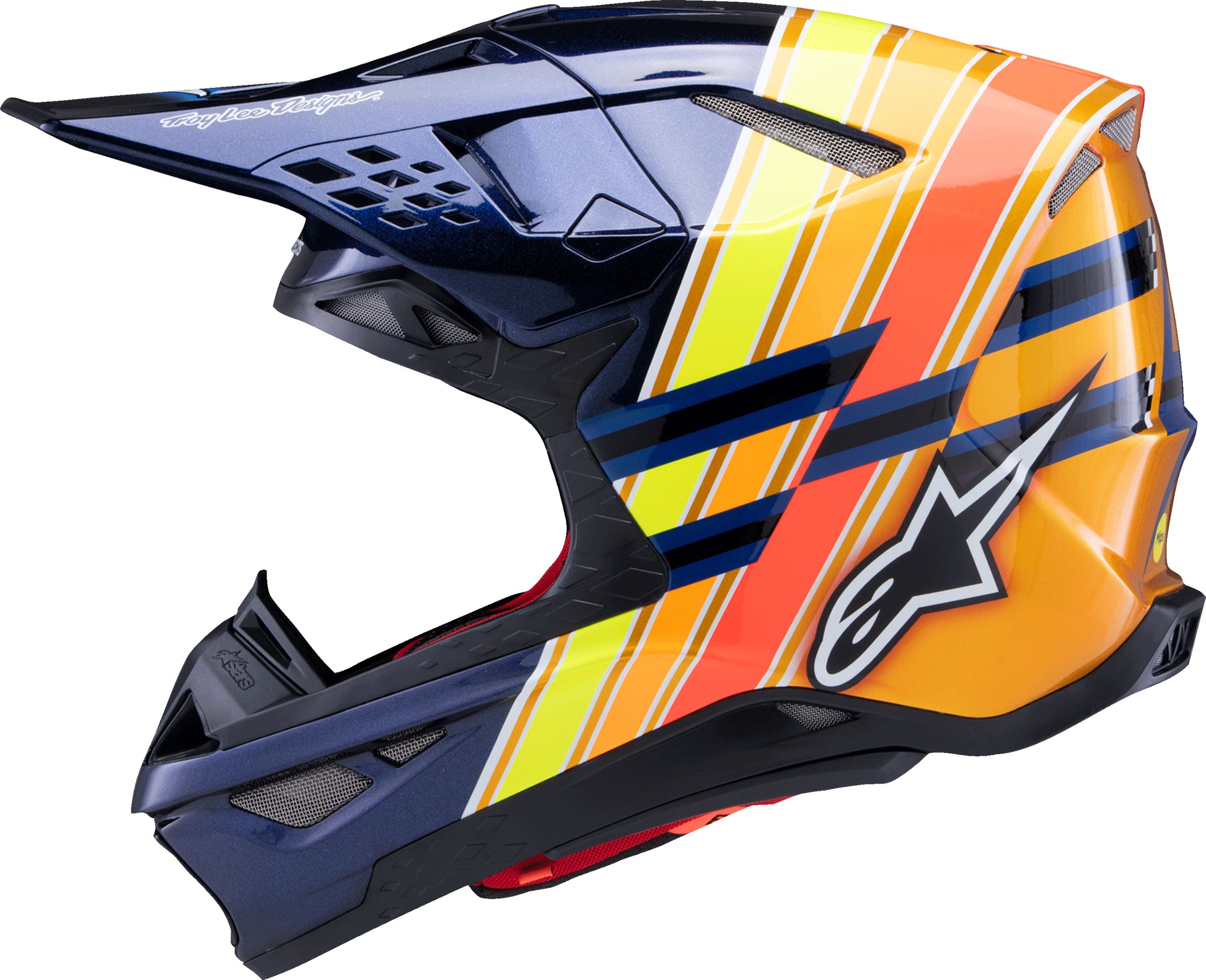 Alpinestars Supertech M10 TLD Edition Off-Road Helmet – 2X-Large Dark Blue, Orange, Yellow Fluorescent, Red