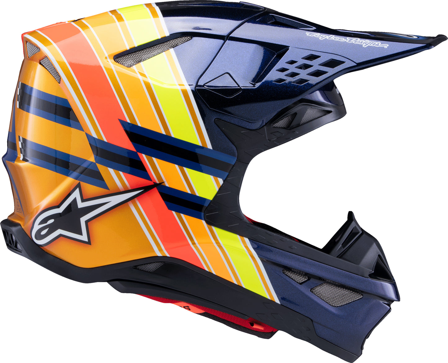 Alpinestars Supertech M10 TLD Edition Off-Road Helmet – 2X-Large Dark Blue, Orange, Yellow Fluorescent, Red