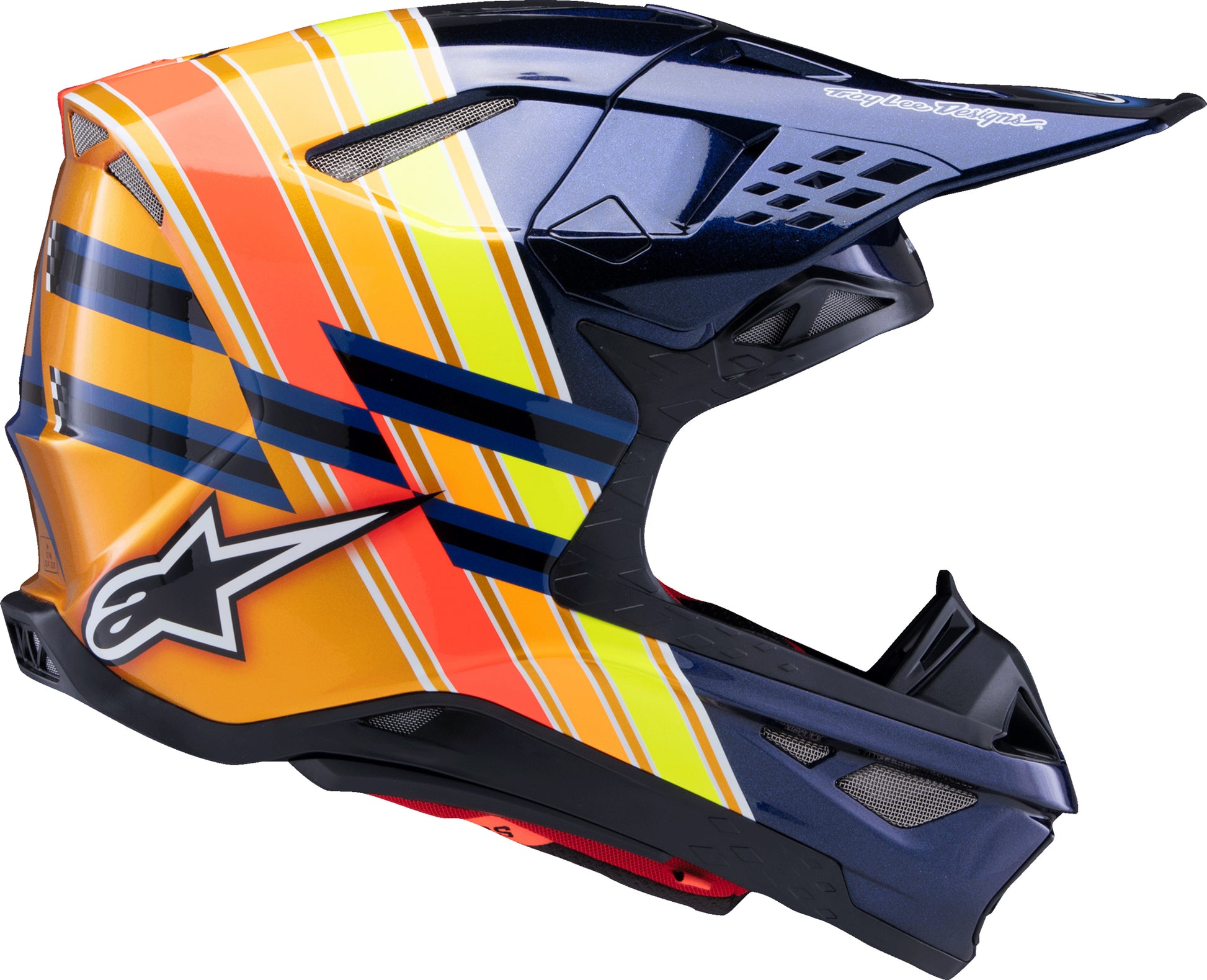 Alpinestars Supertech M10 TLD Edition Off-Road Helmet – 2X-Large Dark Blue, Orange, Yellow Fluorescent, Red
