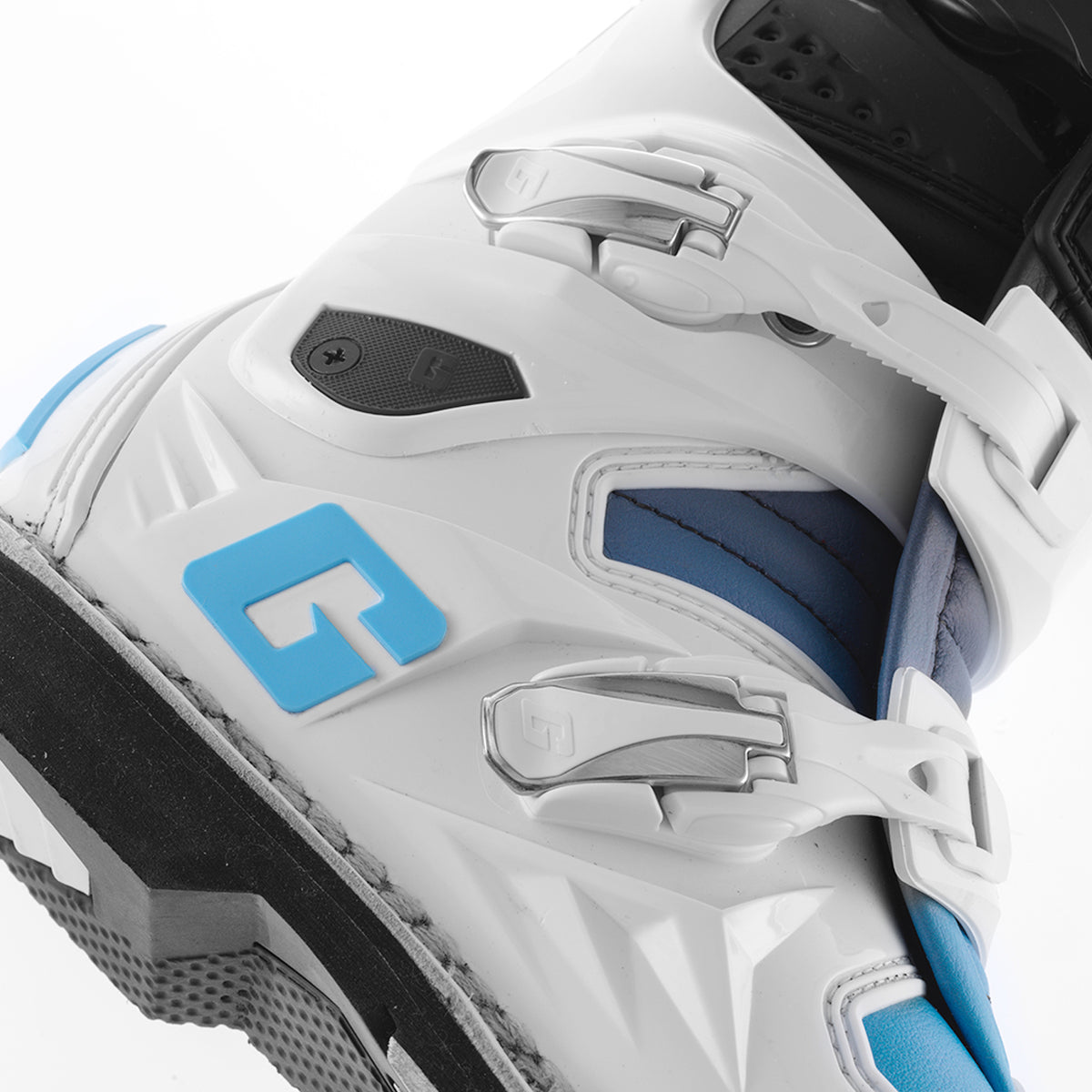 Gaerne SG-12 Offroad Motorcycle Boots Size 9 – Black, White & Carolina Blue