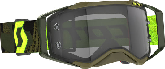 SCOTT Prospect LS Goggle Khaki Green/Neon Yellow with Grey Lens – Offroad MX Eyewear Part #272820-7701327