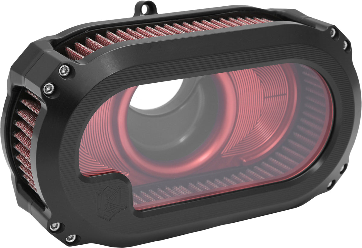 KENS FACTORY NXT-05BR V-Twin Air Cleaner with Glass Cover - Black and Red for Harley-Davidson Touring Models 2023-2024