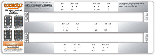 WOODYS 252S-TEMP Studding Template for 2.52" Pitch Single Ply Tracks
