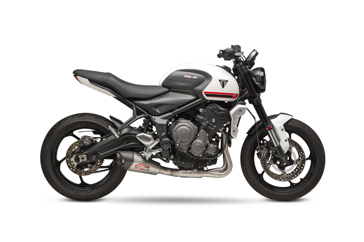 Yoshimura AT2 Race Full System Exhaust for Triumph Trident 660 - Matte Carbon Fiber End Cap