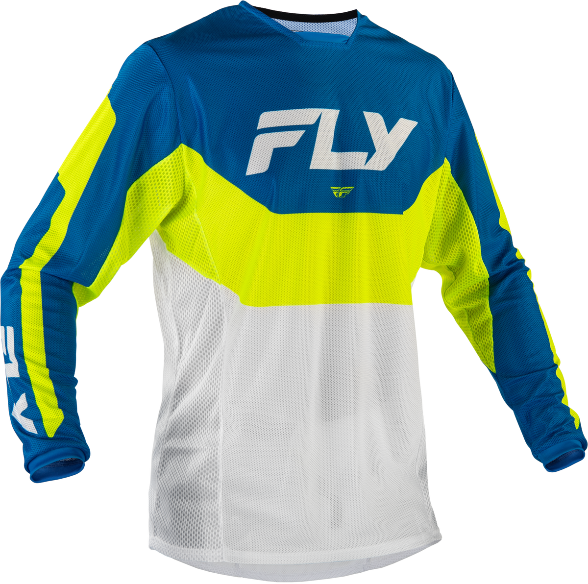 Fly Racing Kinetic Mesh Jersey Large Blue/White/Hi-Vis Yellow for Offroad Riding