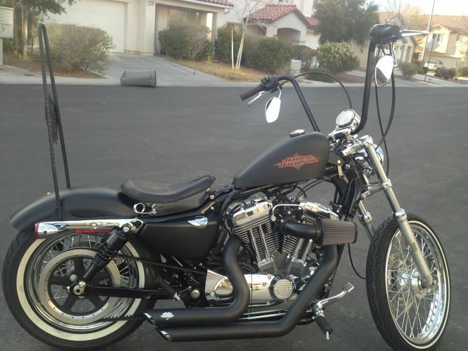 BURLY BRAND Narrow 14" Apehangers Handlebars with 1 Inch Diameter in Black for Harley Davidson & Dyna Models