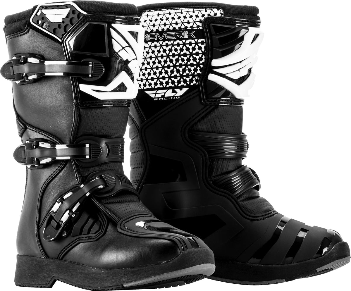 Fly Racing Youth Maverik Boots Black Size US 02 - Offroad Footwear for Kids