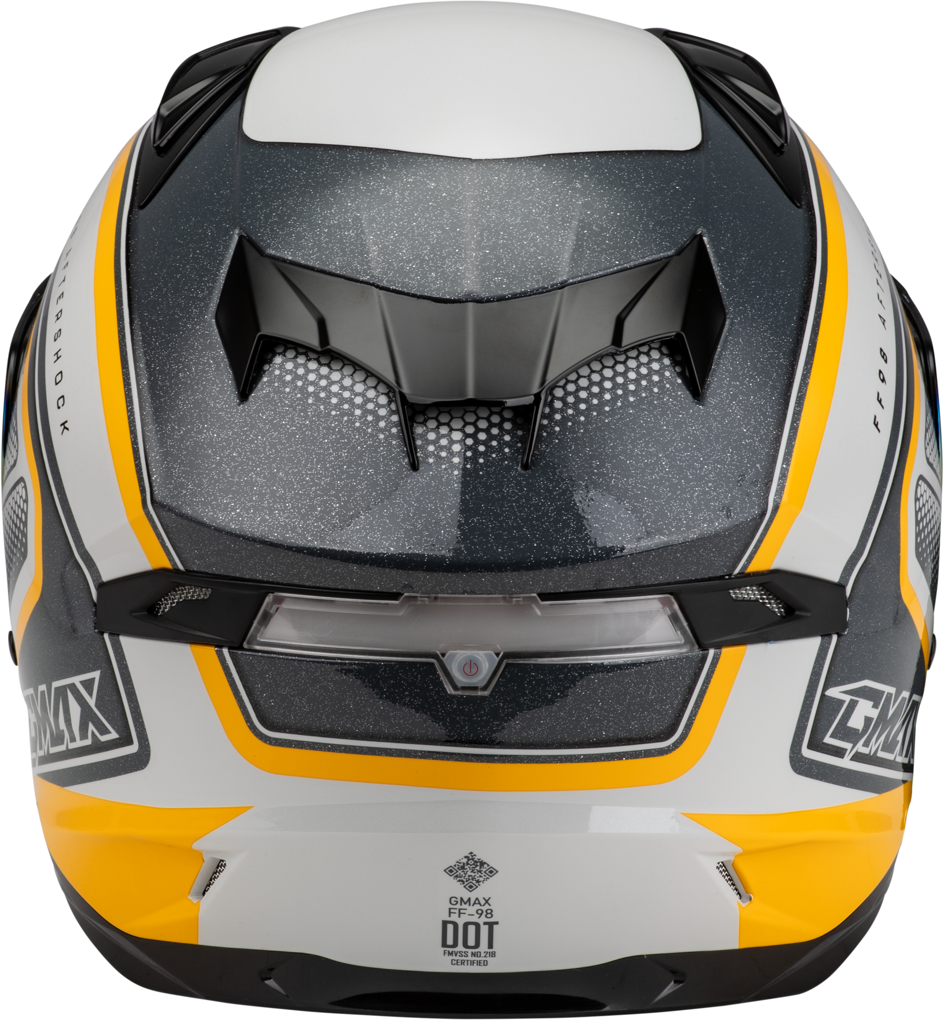 GMAX F19841033 DOT Approved FF-98 Aftershock Full-Face Helmet with LED Rear Light - X-Small, White/Silver Metallic