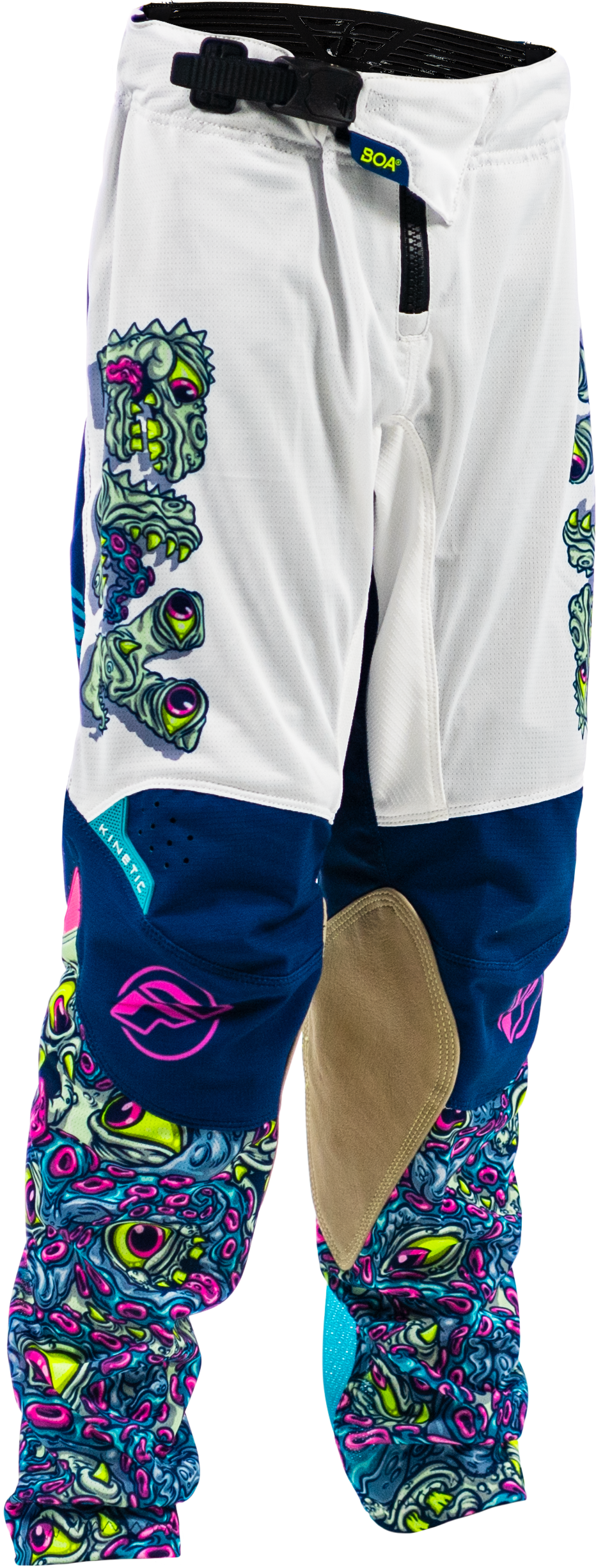 Fly Racing Youth Kinetic Mutant Mesh Pants White/Blue/Multi Size 26