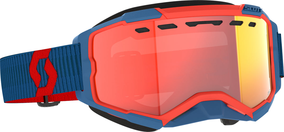 SCOTT Fury Snowcross LS Goggle Dark Blue/Neon Red with Red Chrome Lens