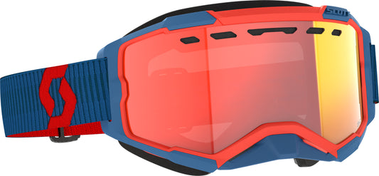 SCOTT Fury Snowcross LS Goggle Dark Blue/Neon Red with Red Chrome Lens