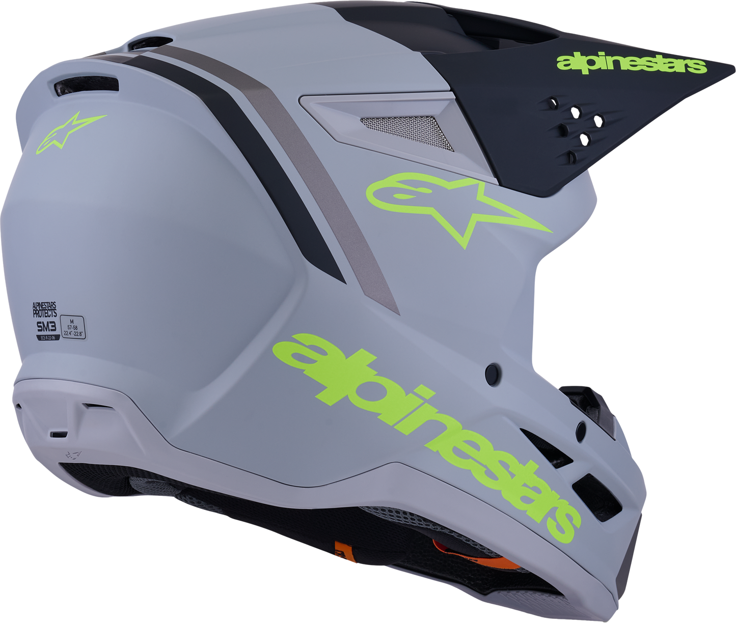 Alpinestars SM3 Radium Off-Road Helmet 2X-Large Matte Grey/Black/Yellow Fluo