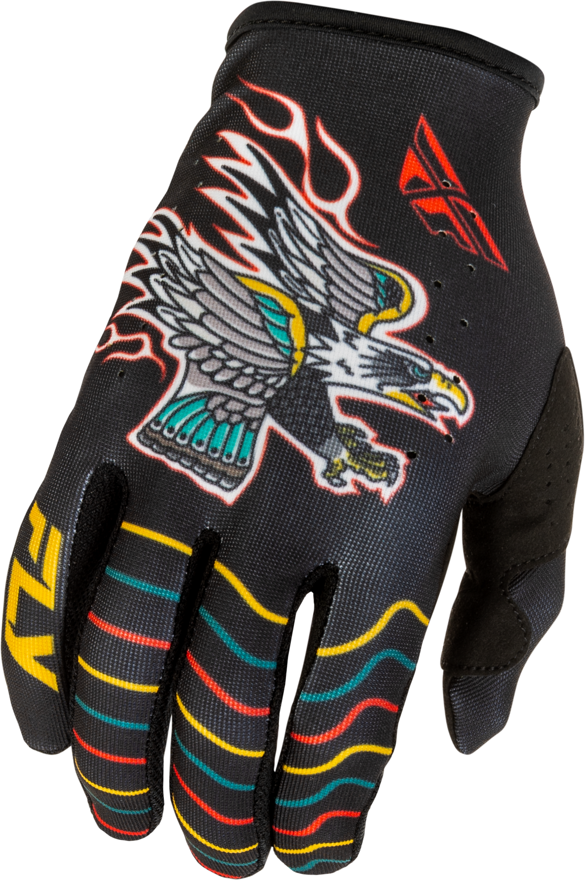 Fly Racing Youth Lite Americana Gloves - Black/Red/Gold, Youth Small