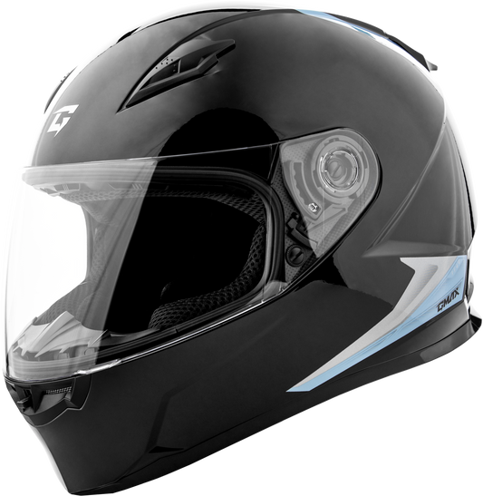 GMAX FF-49 Full-Face Street Helmet for Adults - Medium, Black/Silver/Blue