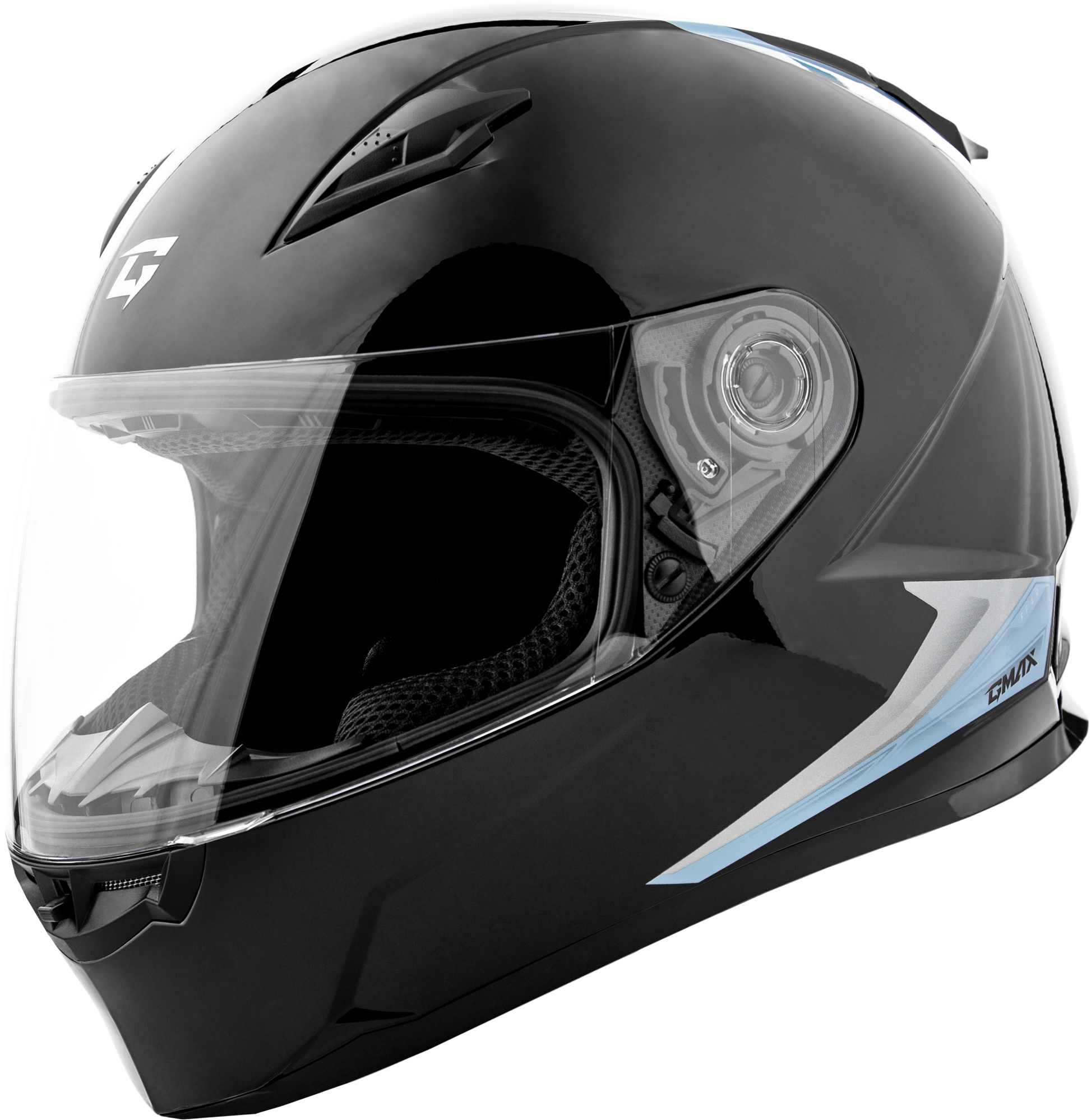 GMAX FF-49 Full-Face Helmet for Adults - Large, Black/Silver/Blue