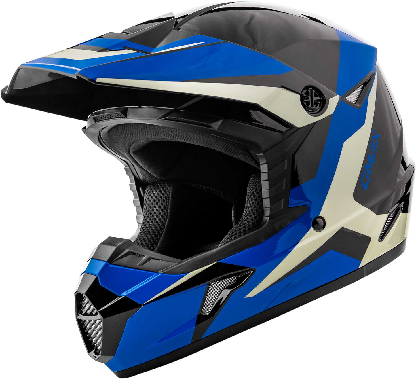 GMAX MX-46Y Cyclus Youth Off-Road Helmet Black/Blue with Adjustable Fit and Enhanced Ventilation