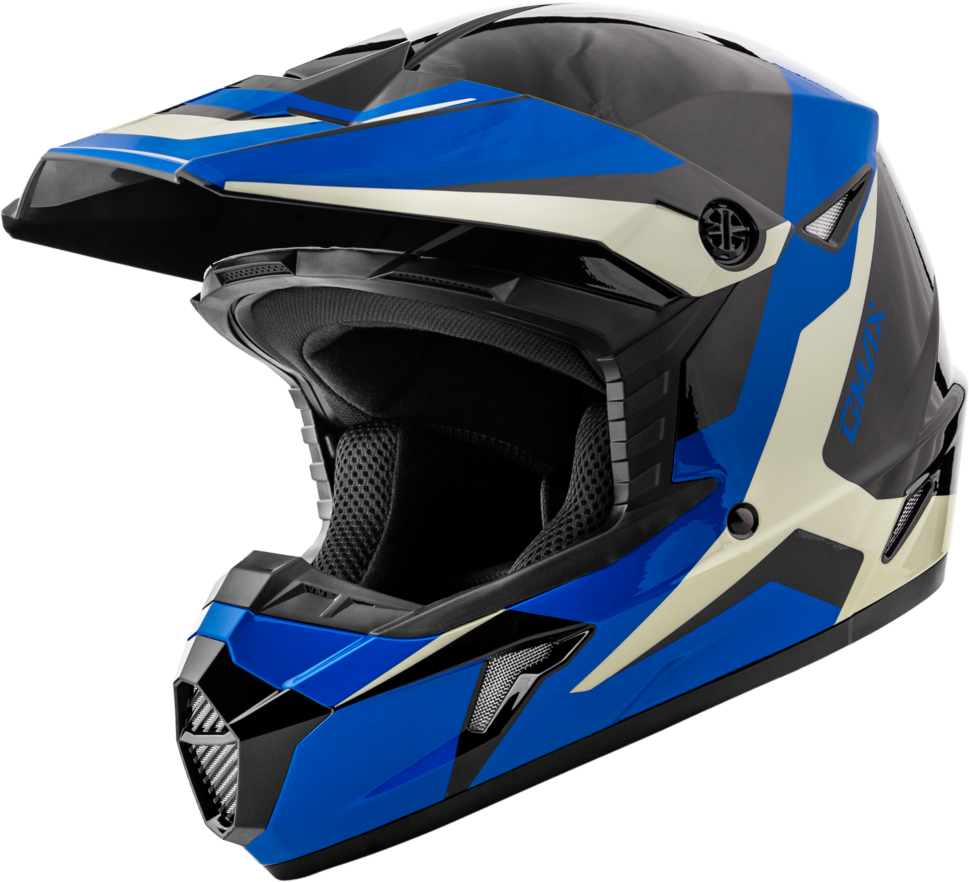 GMAX MX-46 Off-Road Helmet with Ventilation System and Removable Interior – Large, Black/Blue